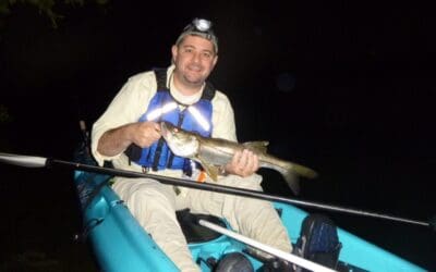 Chris got out for the night time redfish and snook kayak fishing action 4/10