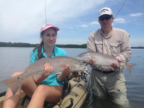 Matt and Miranda got on the redfish action! 4/5/14