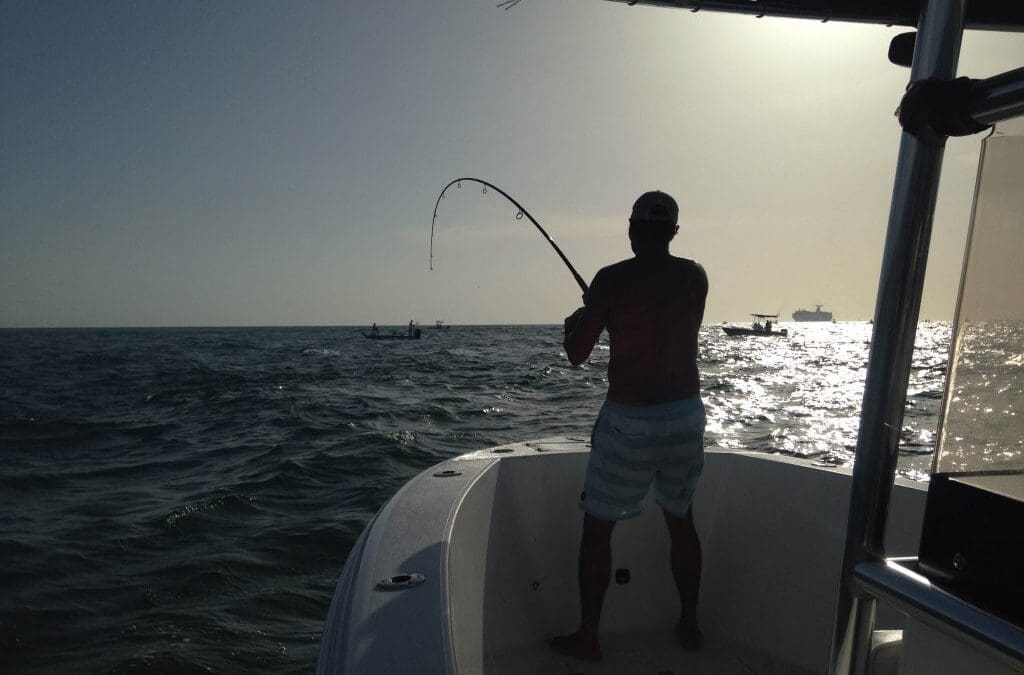 Tarpon fishing the new moon in June, mating for Capt Jim Lemke