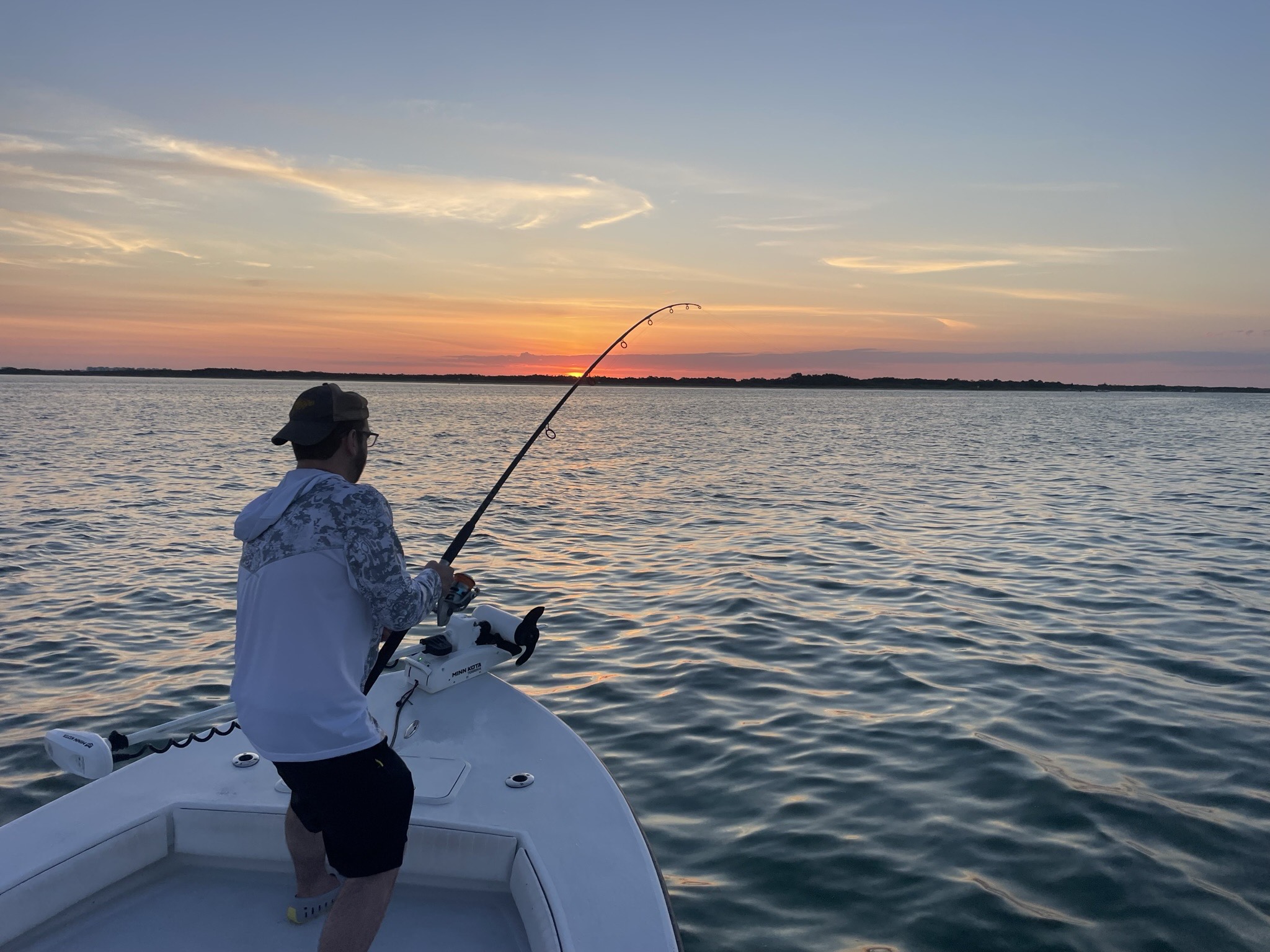 tampa bay inshore fishing at sunset  in tampa bay