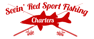 seein' red sportfishing charter logo